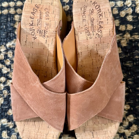 KorkEase brown suede sandals with wood base.Size 8 - Picture 2 of 7